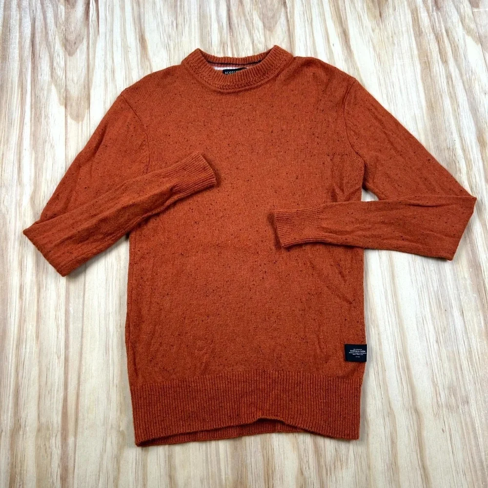 Scotch & Soda Knitwear Sweater Mens Medium Orange Wool Blend Long Sleeve Cozy